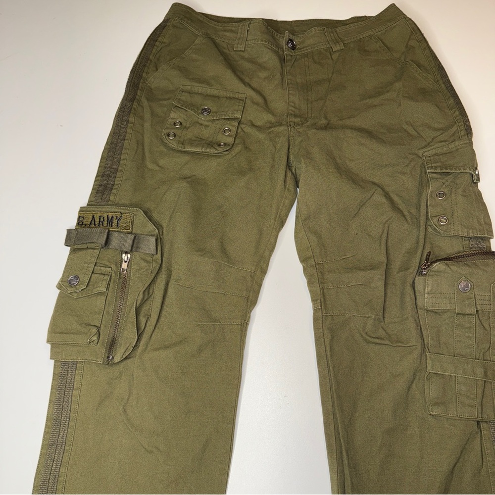 Olive Green Men's paintball Cargo Pants - Picture 4 of 12